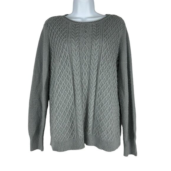Karen Scott Women's Round Neck Cable Knit Pullover Sweater Size M Gray - Picture 1 of 6